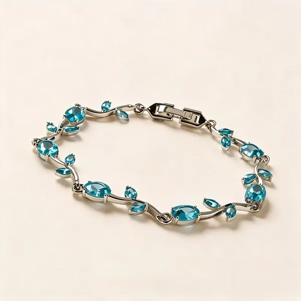 Blue_Crystal_Leaf_Link_Bracelet_For_Women