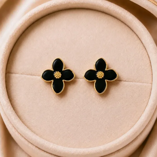 Black_Gold-Tone_Alloy_Floral_Stud_Earrings_For_Women_-_Pack_of_4