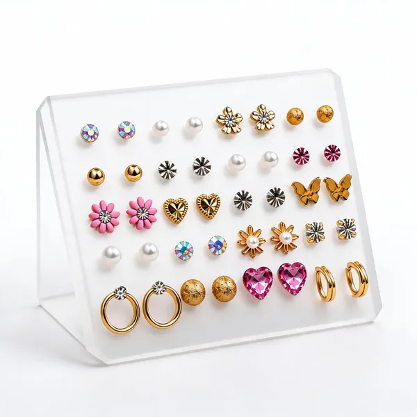 Multicolor_Alloy_Floral_Butterfly_Stud_And_Hoop_Earrings_Set_Of_20_For_Women