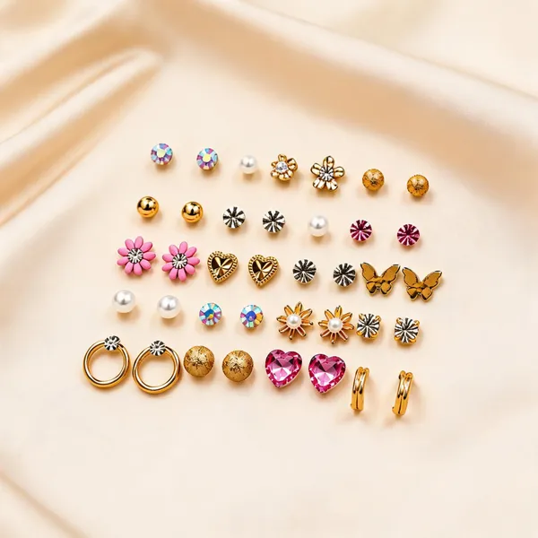 Multicolor_Alloy_Floral_Butterfly_Stud_And_Hoop_Earrings_Set_Of_20_For_Women