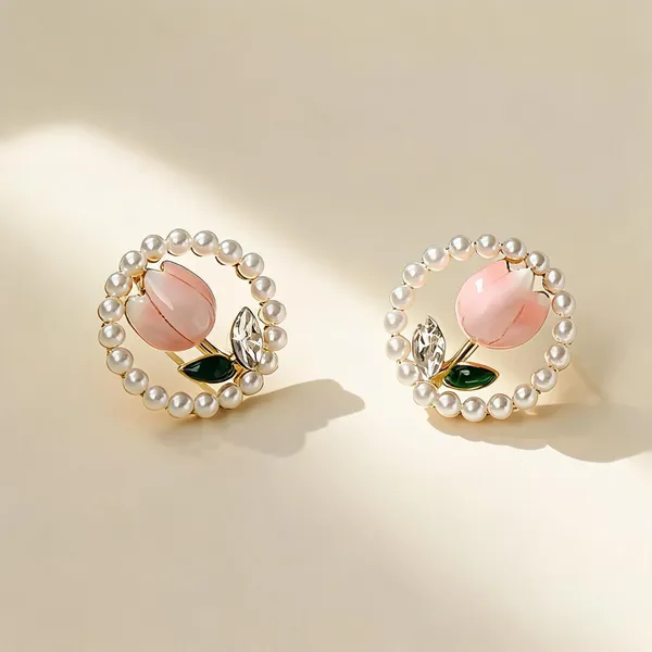 Golden_Pink_Alloy_Floral_Pearl_Hoop_Earrings_For_Women_-_Pack_of_4
