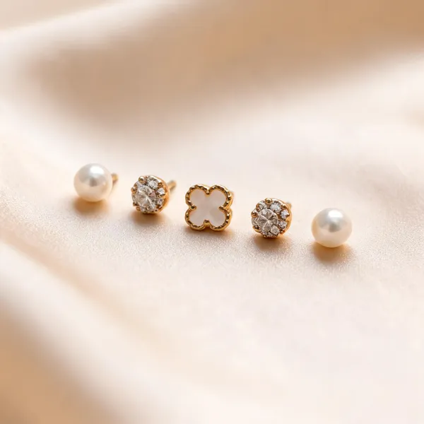 Golden_Alloy_Floral_Cluster_And_Pearl_Stud_Earrings_Set_For_Women