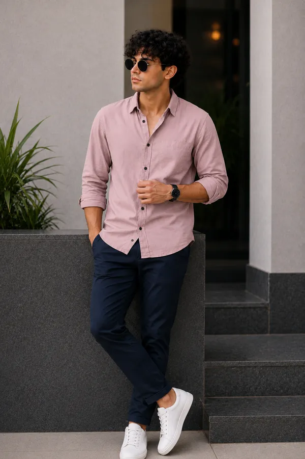 Pink_Plain_Casual_Shirt_for_Men