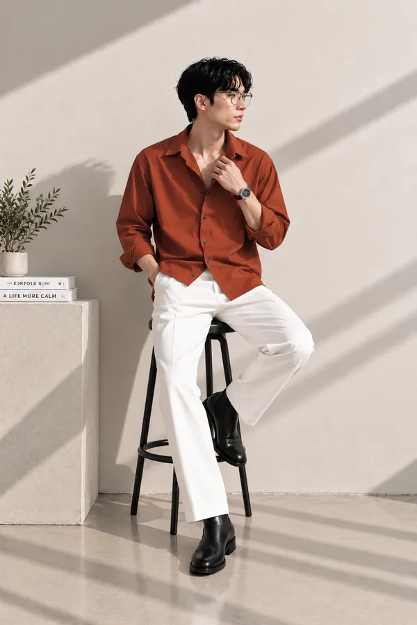 Rust_Textured_Regular_Fit_Shirt_for_Men