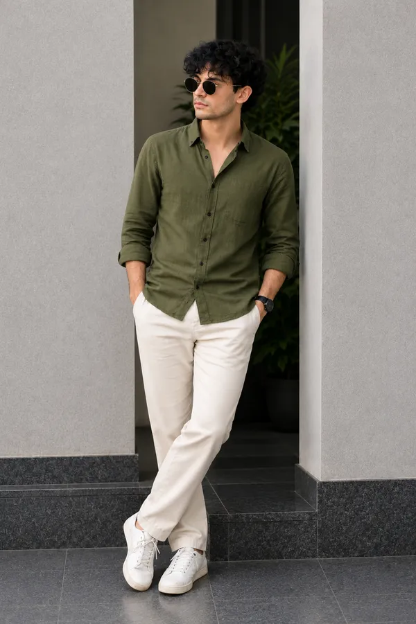 Olive_Cotton_Linen_Blend_Regular_Fit_Shirt_for_Men