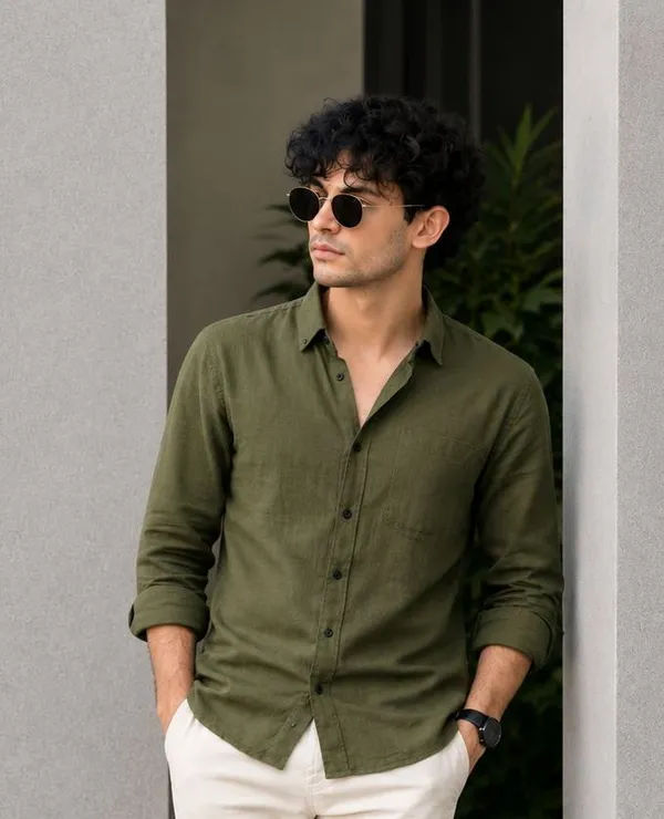 Olive_Cotton_Linen_Blend_Regular_Fit_Shirt_for_Men