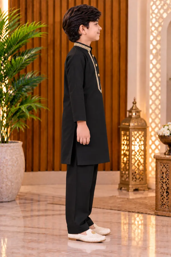 Black_Kurta_Pajama_Set_For_Boys_|_Wedding_Special_Ethnic_Wear_|_Stylish_Traditional_Kurta_With_White_Pajama_|_Party_&_Festive_Wear_For_Kids
