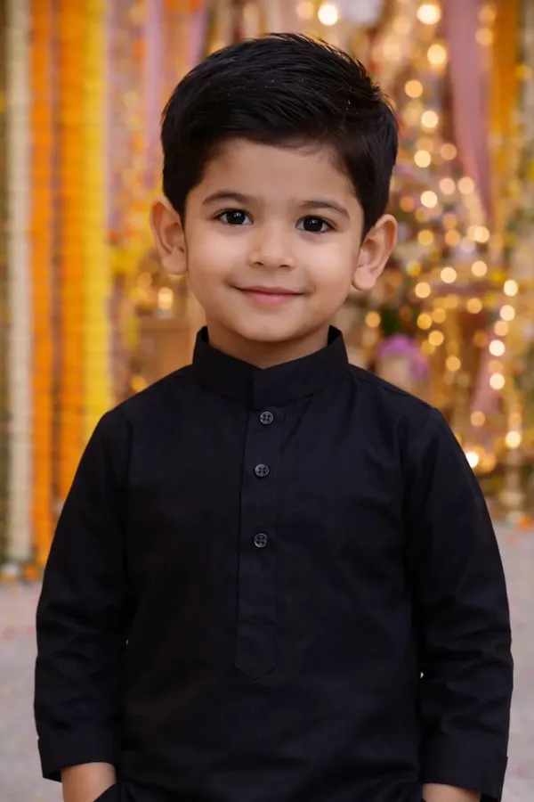 Black_Kurta_For_Boys_|_Giza_Cotton_Mix_Traditional_Kurta_With_White_Pajama_|_Full_Sleeve_Kids_Ethnic_Wear_For_Eid,_Wedding_&_Festive_Occasions