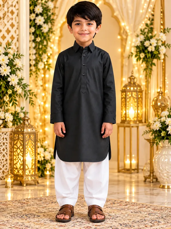 Black_Pathani_Kurta_For_Boys_|_Giza_Cotton_Mix_Fabric_|_Full_Sleeve_Traditional_Kurta_With_Pajama_|_Ethnic_Wear_For_Eid,_Wedding_&_Festive_Occasions