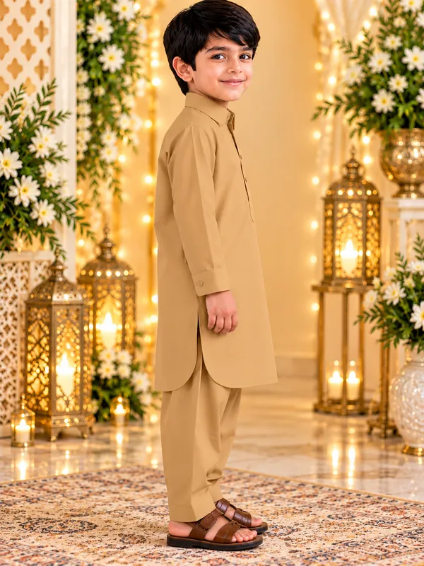 Boys_Camel_Pathani_Kurta_Pajama_In_Giza_Cotton_|_Kids_Traditional_Suit_|_Eid,_Wedding_&_Festive_Wear