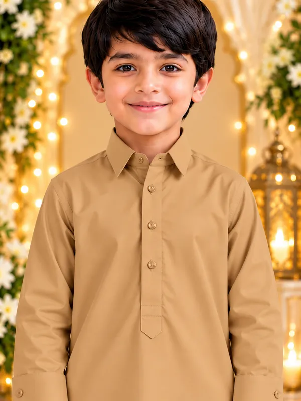 Boys_Camel_Pathani_Kurta_Pajama_In_Giza_Cotton_|_Kids_Traditional_Suit_|_Eid,_Wedding_&_Festive_Wear