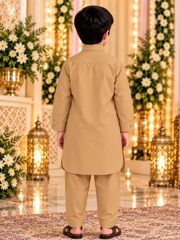 Boys_Camel_Pathani_Kurta_Pajama_In_Giza_Cotton_|_Kids_Traditional_Suit_|_Eid,_Wedding_&_Festive_Wear
