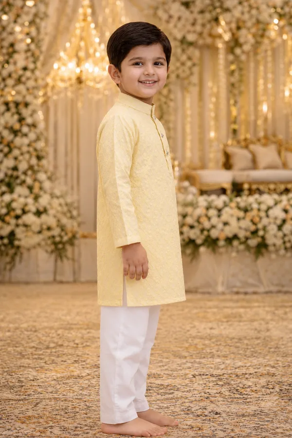Boys_Light_Yellow_Chikankari_Kurta_|_Embroidered_Cotton_Kurta_For_Kids_|_Eid,_Wedding_&_Festive_Wear
