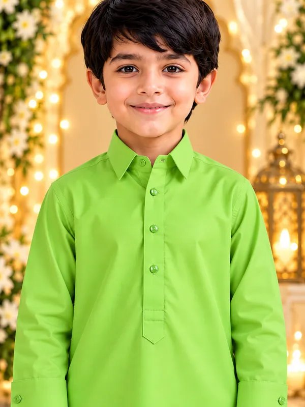 Boys_Parrot_Green_Pakistani_Kurta_Pajama_In_Giza_Cotton_|_Kids_Traditional_Suit_|_Eid,_Wedding_&_Festive_Wear