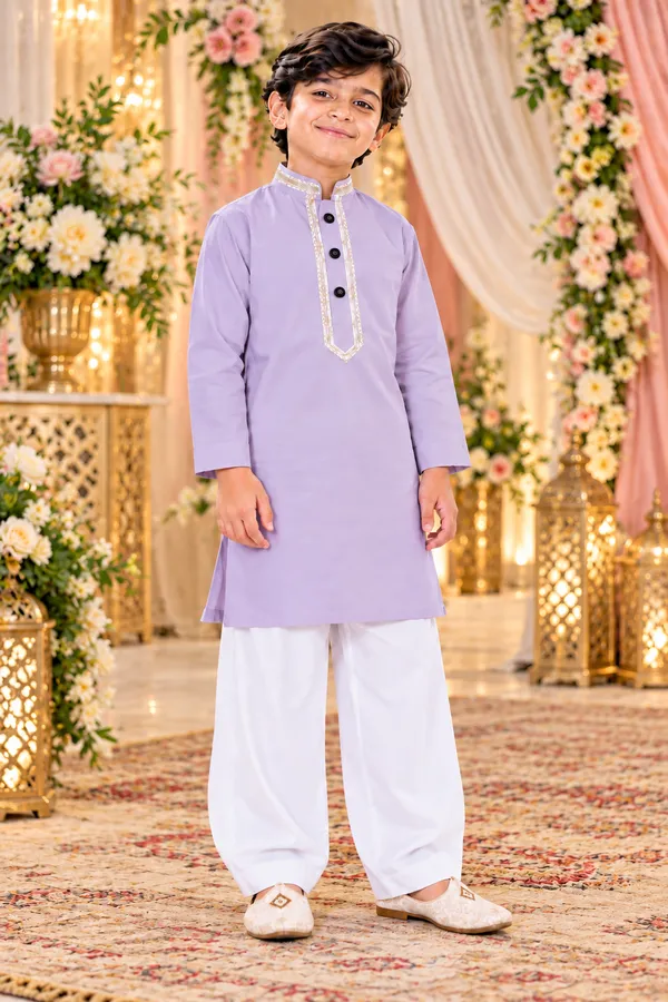 Boys_Short_Kurta_In_Giza_Cotton_|_Stylish_Kids_Kurta_With_White_Pajama_|_Wedding_&_Festive_Wear