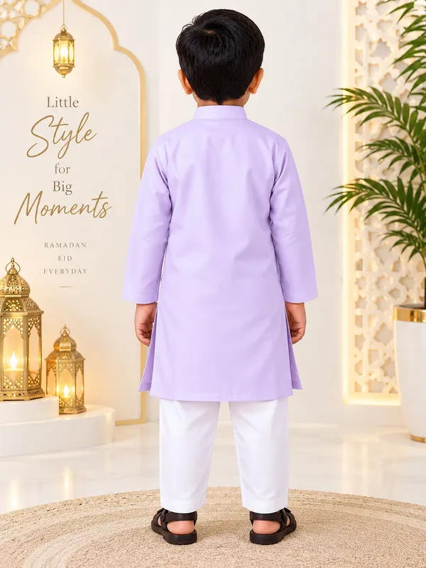 Lavender_Cotton_Kurta_For_Boys_|_Full_Sleeve_Traditional_Kurta_With_White_Pajama_|_Soft_&_Comfortable_Ethnic_Wear_For_Eid,_Wedding_&_Festive_Occasions