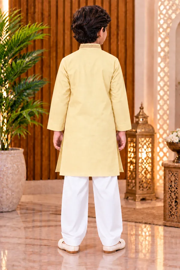 Light_Yellow_Kids_Kurta_Pajama_Set_For_Boys_|_Wedding_Special_Ethnic_Wear_|_Embroidered_Kurta_With_White_Pajama_|_Party_Wear_Traditional_Outfit