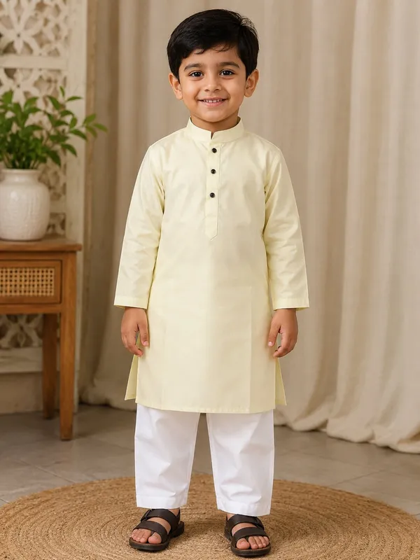 Light_Yellow_Kurta_For_Boys_|_Giza_Cotton_Mix_Traditional_Kurta_With_White_Pajama_|_Full_Sleeve_Kids_Ethnic_Wear_For_Eid,_Wedding_&_Festive_Occasions