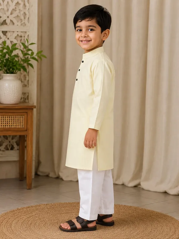 Light_Yellow_Kurta_For_Boys_|_Giza_Cotton_Mix_Traditional_Kurta_With_White_Pajama_|_Full_Sleeve_Kids_Ethnic_Wear_For_Eid,_Wedding_&_Festive_Occasions
