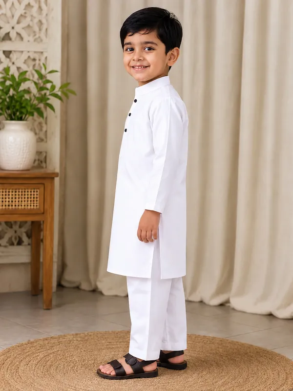 White_Cotton_Kurta_For_Boys_|_Full_Sleeve_Traditional_Kurta_With_Pajama_|_Kids_Ethnic_Wear_For_Eid,_Wedding_&_Festive_Occasions