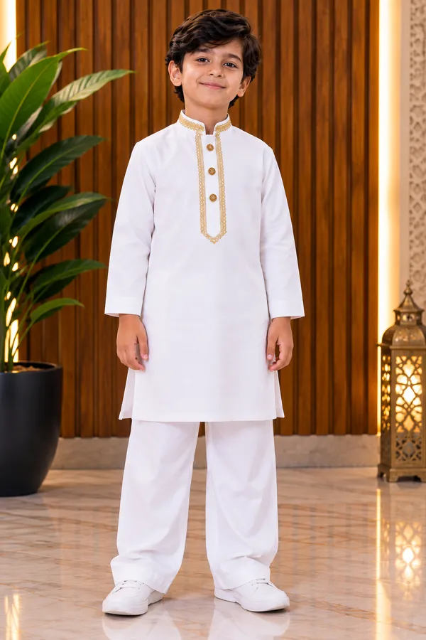 White_Kurta_Pajama_Set_For_Boys_|_Wedding_Special_Ethnic_Wear_|_Stylish_Traditional_Kurta_With_White_Pajama_|_Party_&_Festive_Wear_For_Kids