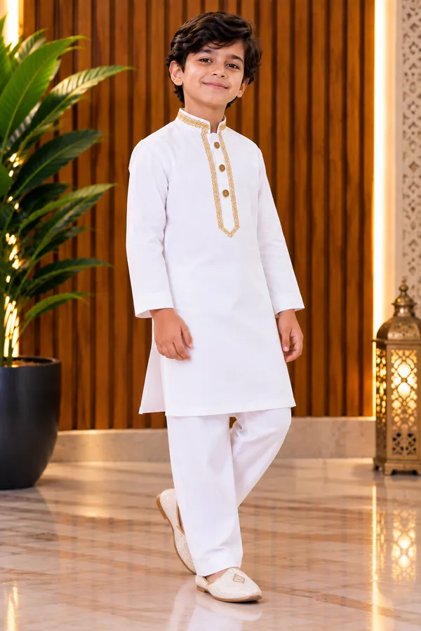 White_Kurta_Pajama_Set_For_Boys_|_Wedding_Special_Ethnic_Wear_|_Stylish_Traditional_Kurta_With_White_Pajama_|_Party_&_Festive_Wear_For_Kids