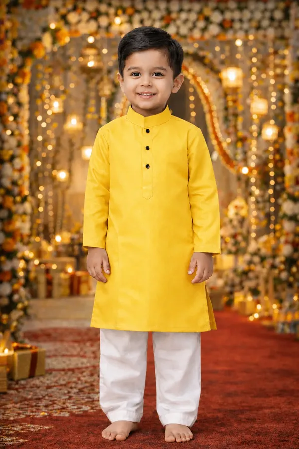 Yellow_Kurta_For_Boys_|_Giza_Cotton_Mix_Traditional_Kurta_With_White_Pajama_|_Full_Sleeve_Kids_Ethnic_Wear_For_Eid,_Wedding_&_Festive_Occasions