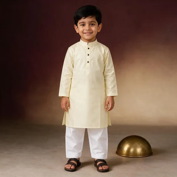 Light_Yellow_Kurta_For_Boys_|_Giza_Cotton_Mix_Traditional_Kurta_With_White_Pajama_|_Full_Sleeve_Kids_Ethnic_Wear_For_Eid,_Wedding_&_Festive_Occasions