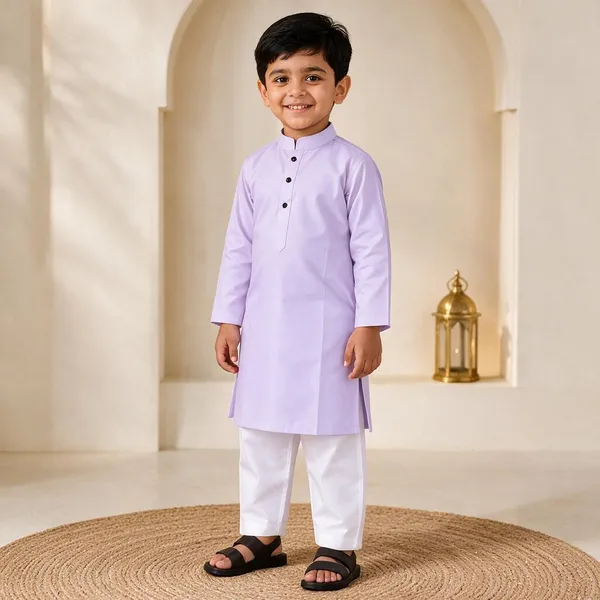 Lavender_Cotton_Kurta_For_Boys_|_Full_Sleeve_Traditional_Kurta_With_White_Pajama_|_Soft_&_Comfortable_Ethnic_Wear_For_Eid,_Wedding_&_Festive_Occasions