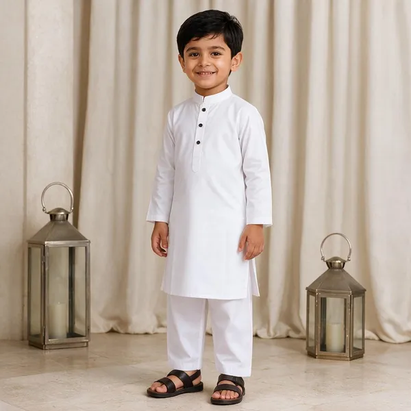 White_Cotton_Kurta_For_Boys_|_Full_Sleeve_Traditional_Kurta_With_Pajama_|_Kids_Ethnic_Wear_For_Eid,_Wedding_&_Festive_Occasions