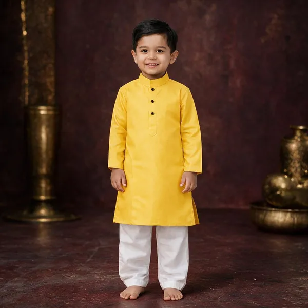 Yellow_Kurta_For_Boys_|_Giza_Cotton_Mix_Traditional_Kurta_With_White_Pajama_|_Full_Sleeve_Kids_Ethnic_Wear_For_Eid,_Wedding_&_Festive_Occasions