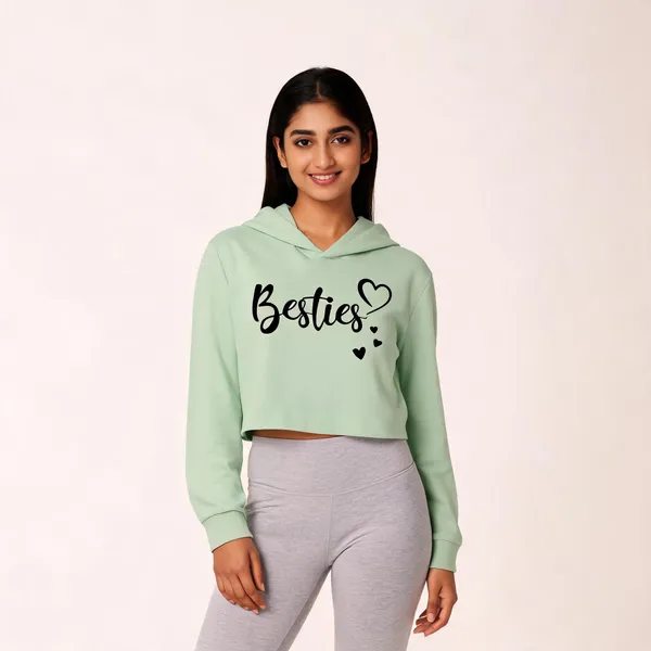 Green_Cotton_Hooded_Crop_T-Shirt_For_Women