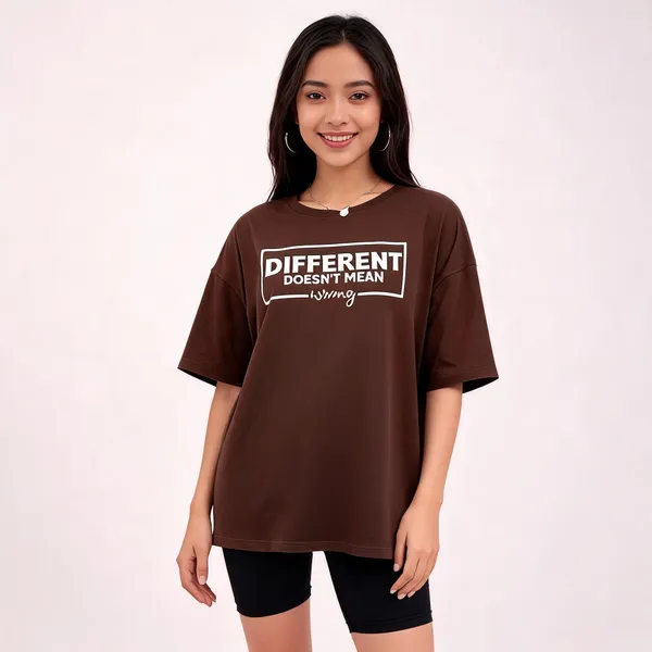 Brown_Pure_Cotton_Graphic_Print_Round_Neck_T-Shirt_For_Women