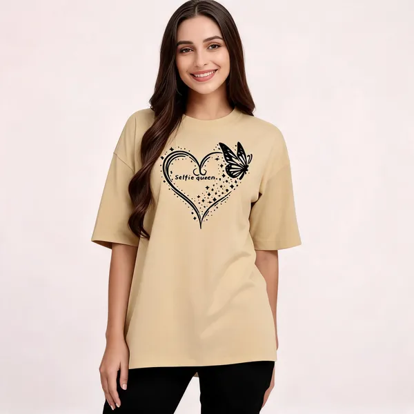 Beige_Pure_Cotton_Oversized_Printed_Round_Neck_T-Shirt_For_Women