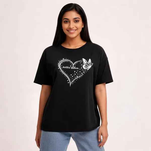 Black_Pure_Cotton_Printed_Round_Neck_T-Shirt_For_Women