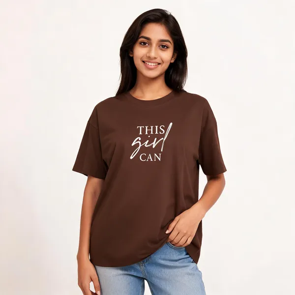 Brown_Pure_Cotton_Round_Neck_T-Shirt_For_Women