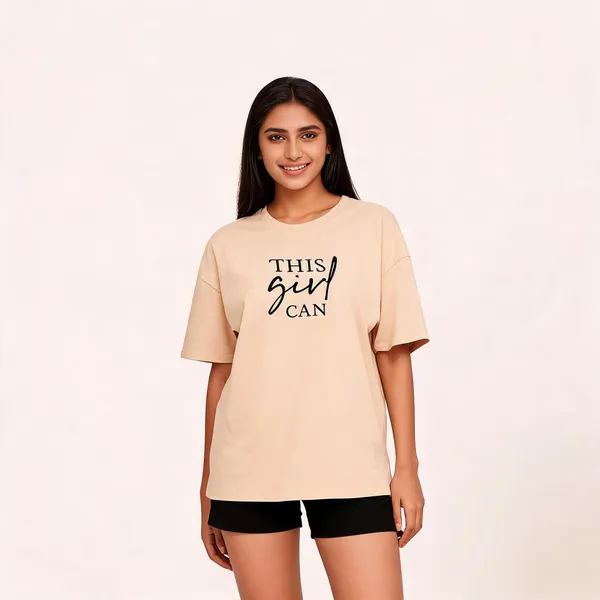 Beige_Pure_Cotton_Oversized_Solid_Round_Neck_T-Shirt_For_Women