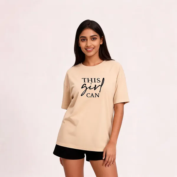 Beige_Pure_Cotton_Oversized_Solid_Round_Neck_T-Shirt_For_Women