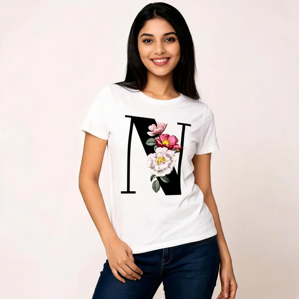 White_Pure_Cotton_Printed_Round_Neck_T-Shirt_For_Women