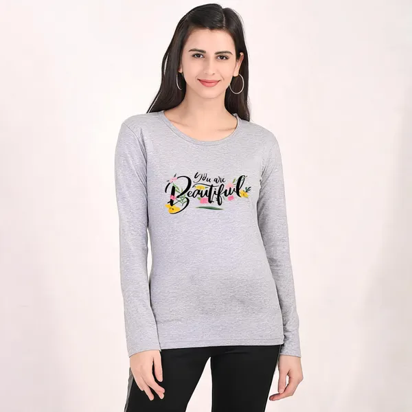 Grey_Cotton_Printed_Round_Neck_T-Shirt_For_Women