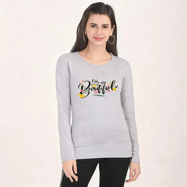 Grey_Cotton_Printed_Round_Neck_T-Shirt_For_Women