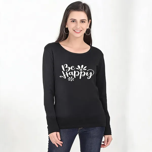 Black_Pure_Cotton_Printed_Round_Neck_T-Shirt_For_Women