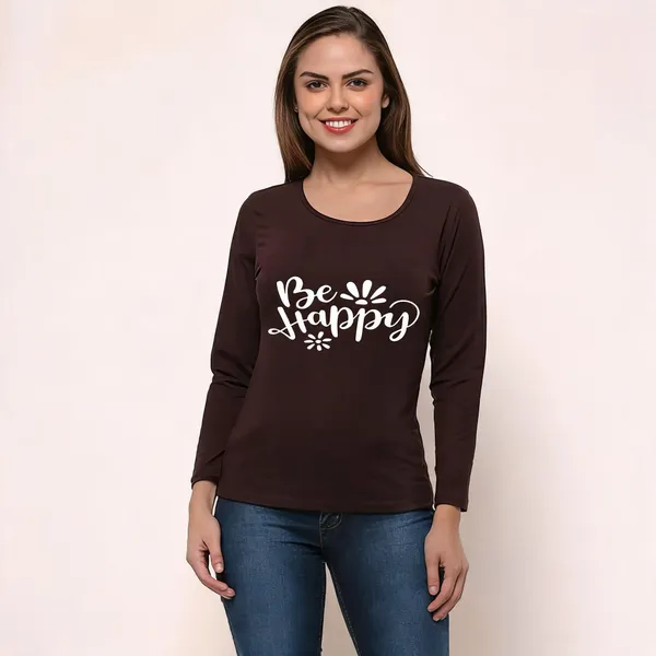 Brown_Pure_Cotton_Printed_Round_Neck_T-Shirt_For_Women