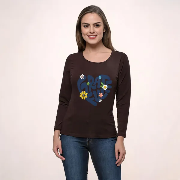 Brown_Pure_Cotton_Printed_Round_Neck_T-Shirt_For_Women