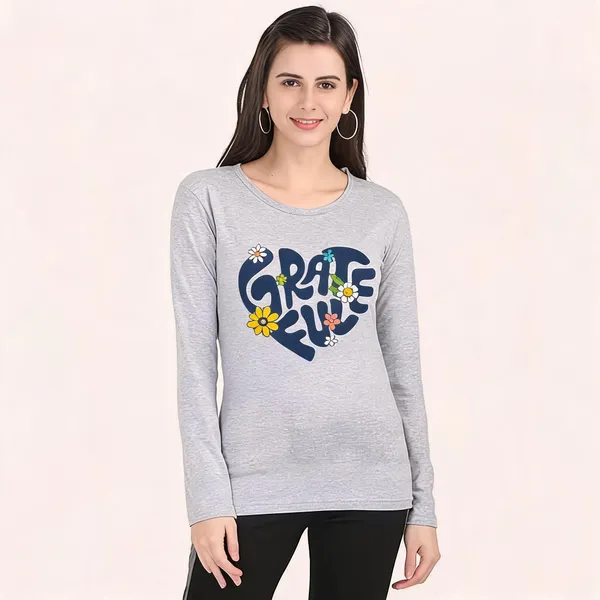 Grey_Pure_Cotton_Printed_Round_Neck_T-Shirt_For_Women