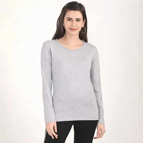 Grey_Pure_Cotton_Full_Sleeve_Round_Neck_T-Shirt_For_Women