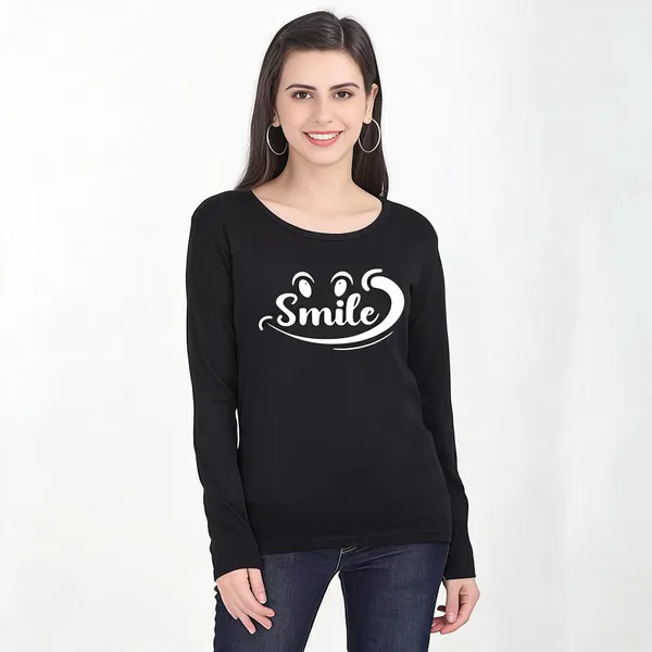 Black_Cotton_Printed_Round_Neck_T-Shirt_For_Women