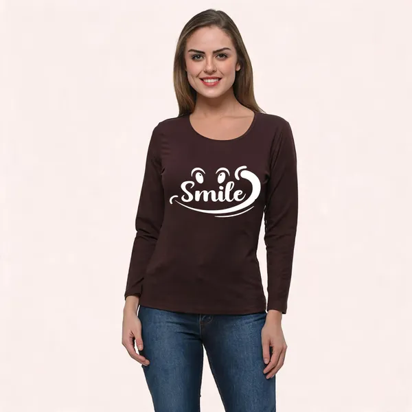 Brown_Pure_Cotton_Graphic_Print_Round_Neck_T-Shirt_For_Women