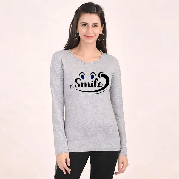 Grey_Pure_Cotton_Graphic_Print_Round_Neck_T-Shirt_For_Women