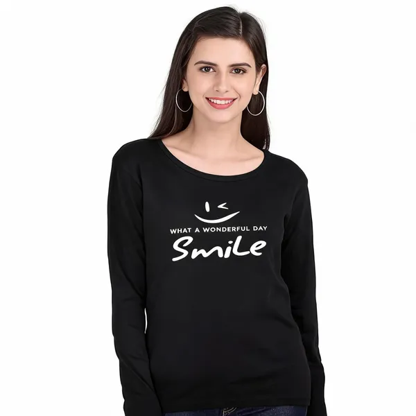 Black_Pure_Cotton_Round_Neck_Printed_T-Shirt_For_Women